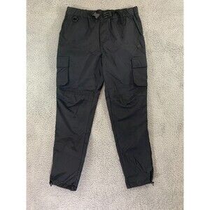 Large Zumies NINTH HALL Trance Cargo Pants Black Y2K Grunge Army Skater Pull On